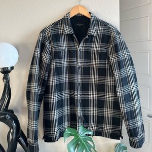 AllSaints Quilted Long Sleeve Plaid Check Shacket Shirt Jacket